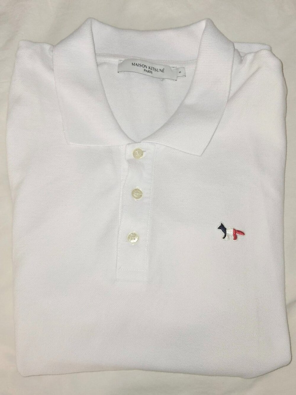 Maison Kitsune Tricolor Fox Patch Classic Polo | White Small